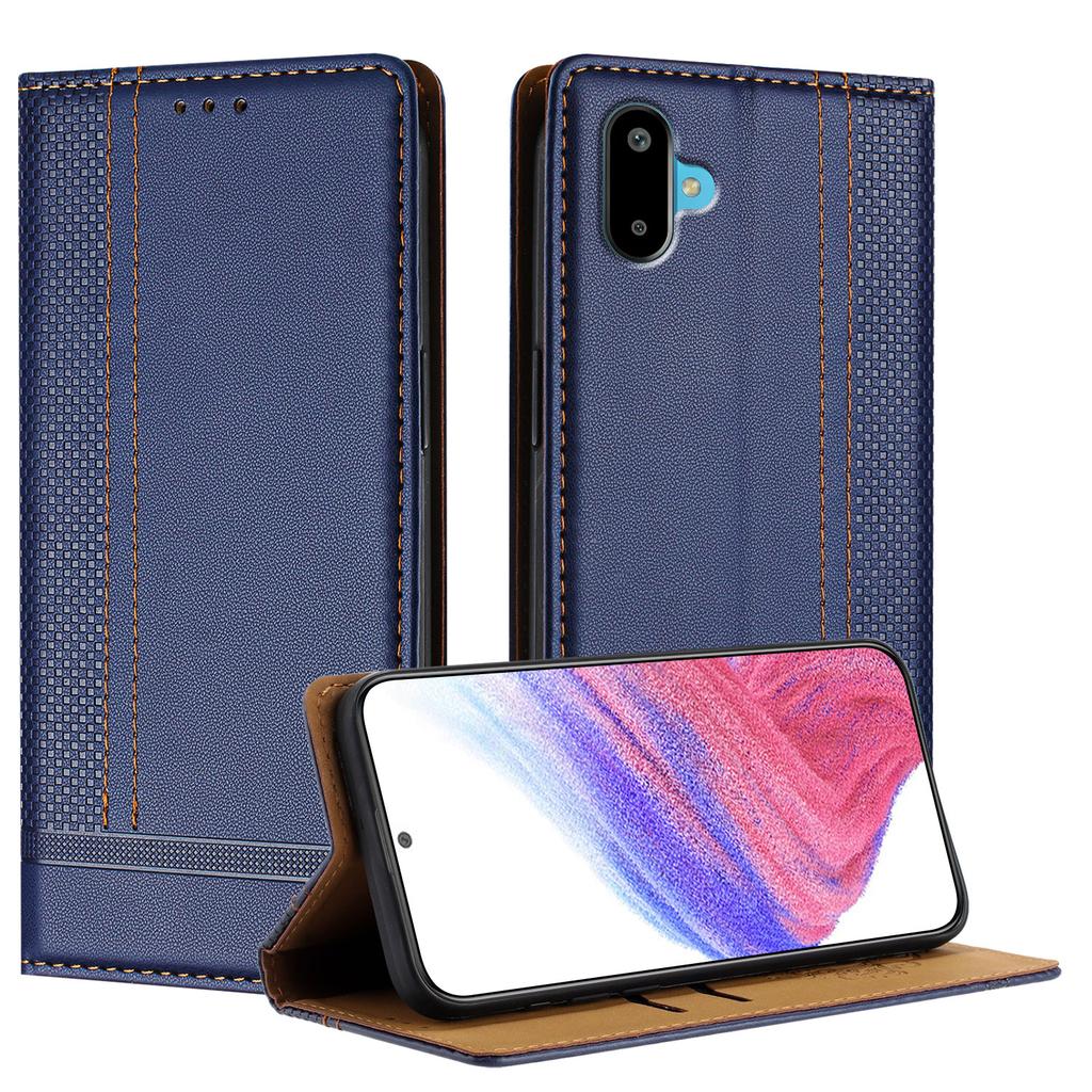 For Samsung Galaxy M06 5G/Galaxy F06 5G Case L-Shaped Grid Pattern Leather Stand Phone Cover with Card Slots