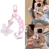 Lanière de téléphone à perles Papillon Fleur Chaîne de téléphone DIY Fait main Porte-clés Nœud Papillon Pendentif de sac à dos Accessoire pour appareil photo