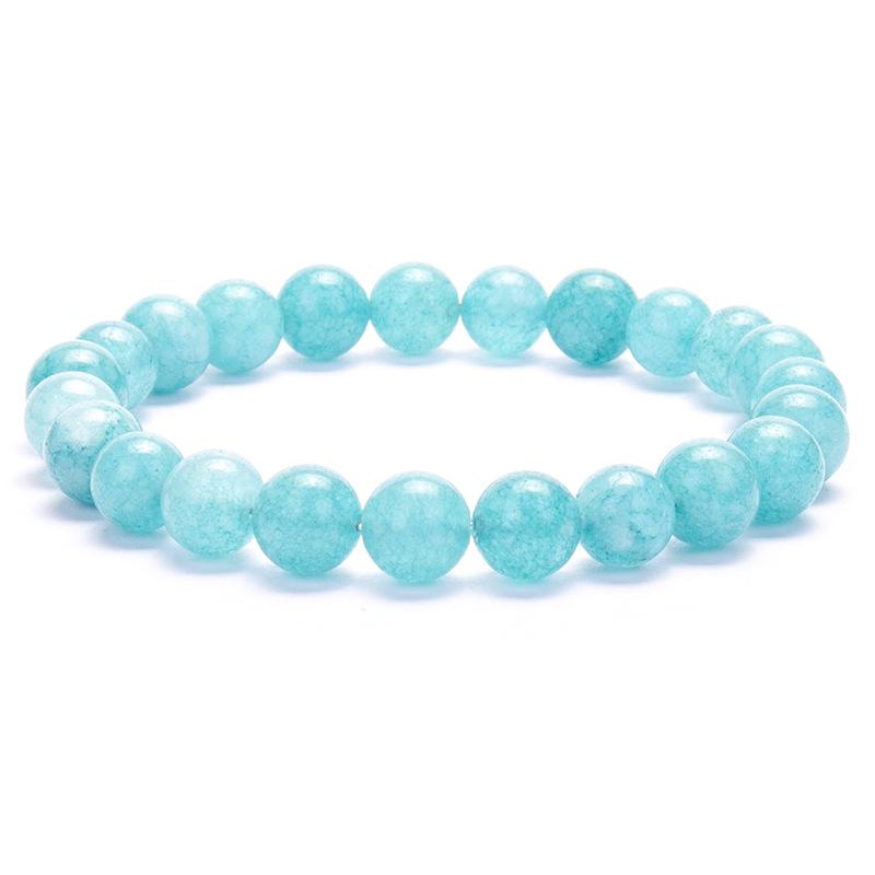 New European & American Style Cross Bracelet, 8MM Natural Stone Beaded Fashion Accessory