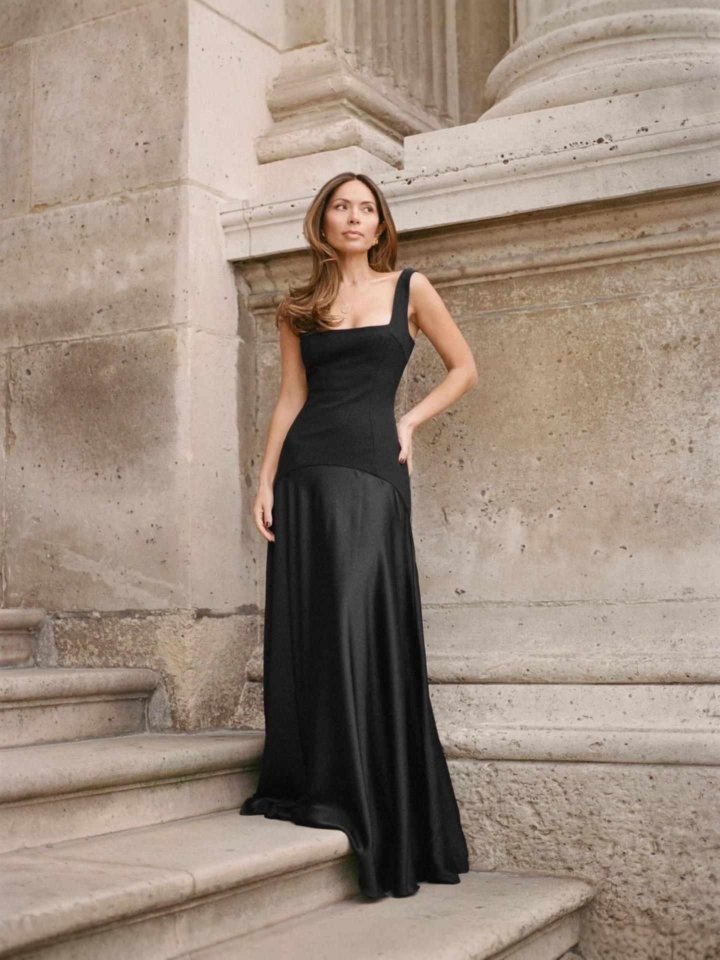 Французское Элегантное Приталенное Вечернее Платье-Русалка - Длинное Платье с Квадратным Вырезом для Банкетов L красный