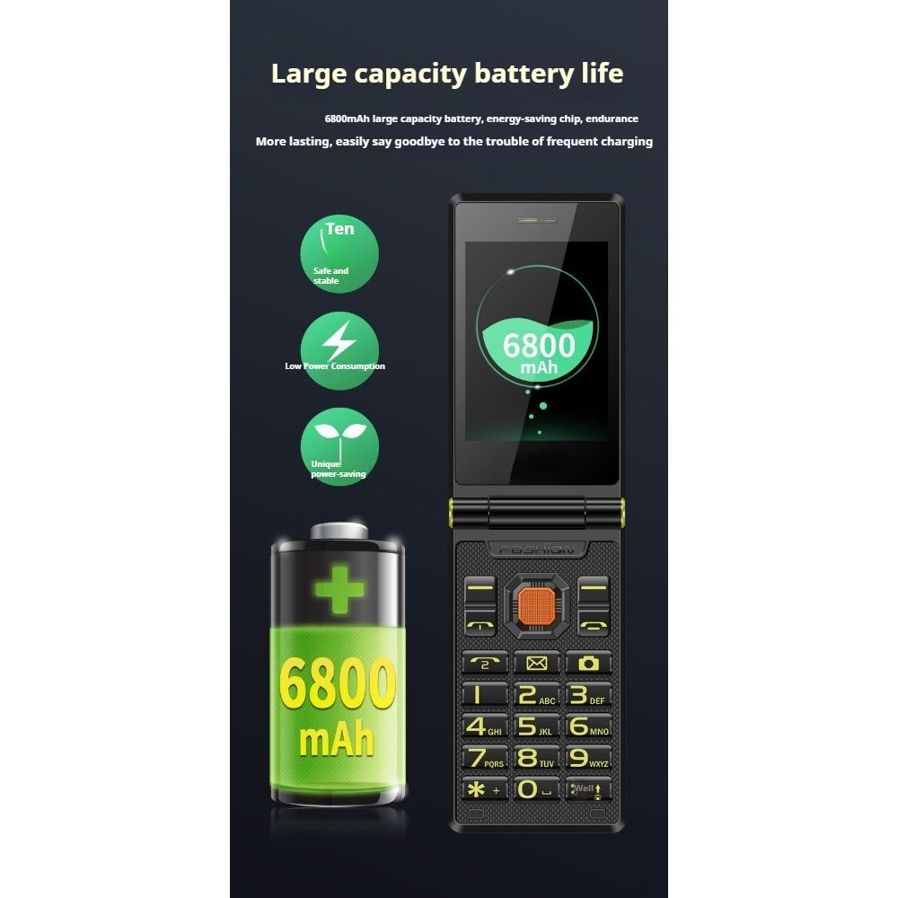 Dual-Screen Full Netcom Klapphülle für Senioren Dual-SIM Große Schriftzeichen Mobiltelefone