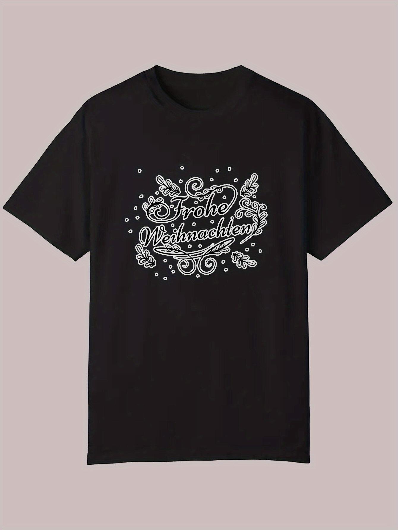 Summer Casual Short Sleeve T-shirt - Black with White Stylish Cursive Lettering & Floral Design XXXXL