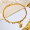 Fashion Jewelry Stainless Steel Round Cross Chain Ot Buckle Round Ball Necklace Plated 18K Gold Nc-2041