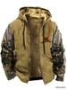Veste d'hiver rétro pour homme en coton doublée polaire avec capuche et fermeture éclair