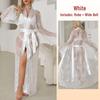Feiyun Sexy Lace Trim See-Through Nightgown Pajamas Women's Outerwear Home Wear