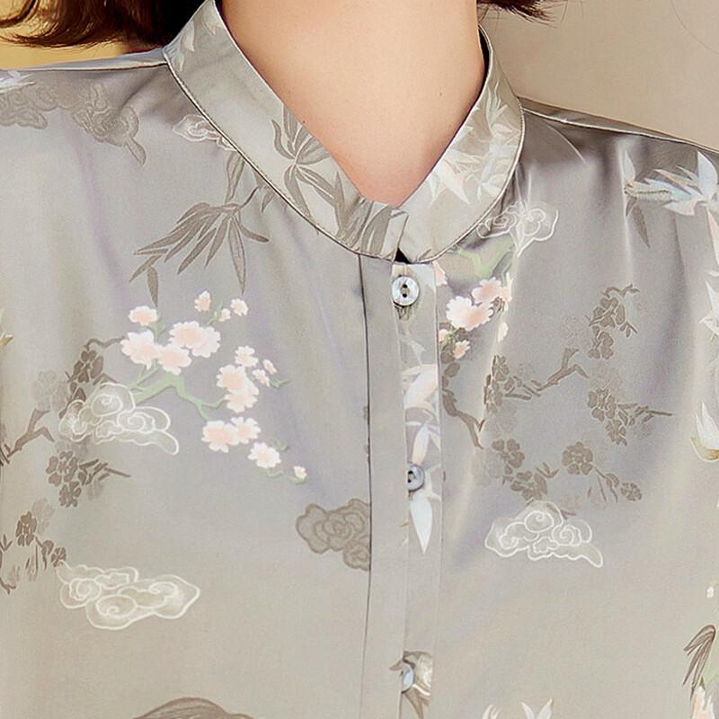 Paster Retro Floral Print Seven-Sleeve Top & Pants Set