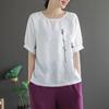Women's Summer Embroidered Short Sleeve T-Shirt Round Neck Loose All-match Top
