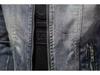 Venom Men's Retro Denim Jacket - Large Size Stand Collar Zipper for Casual Cycling & Motorcycle Wear