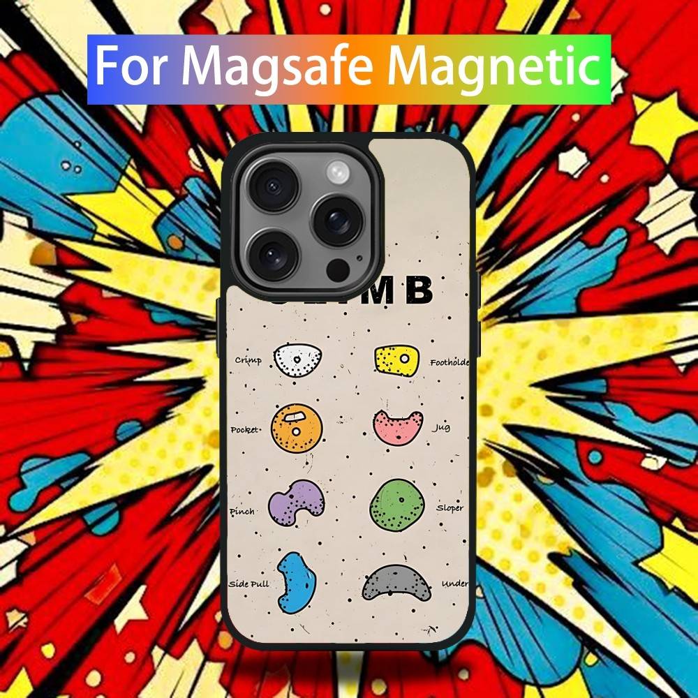 Pouzdro na telefon s motivem lezecké stěny pro iPhone 17,16,15,14,13,12,11 Pro,Max,Plus,Mini,Air,E Magnetický kryt Magsafe