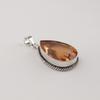 Champagne Quartz Gemstone Silver Women Pendant 1.8" , 925 Sterling Silver Jewelry, Orange Color Stone Pendant For Love PP-65-12