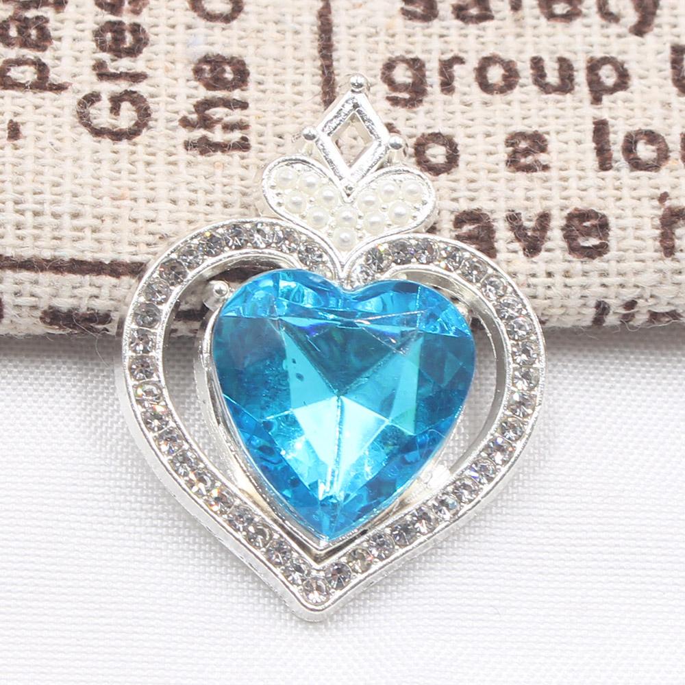 New 10 Piece 22 * 30mm Peach Heart Rhinestone Pearl Alloy Flat Bottom Button DIY Phone Case Hair Accessories Gift Box Clothing D