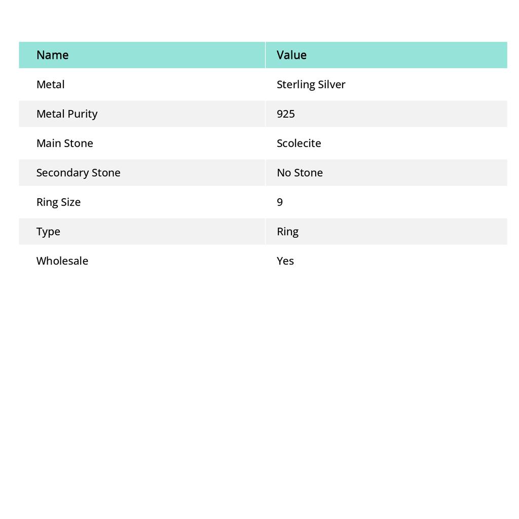 Natural Scolecite Gemstone Handmade 925 Sterling Silver Jewelry Ring Size 9 R9M22