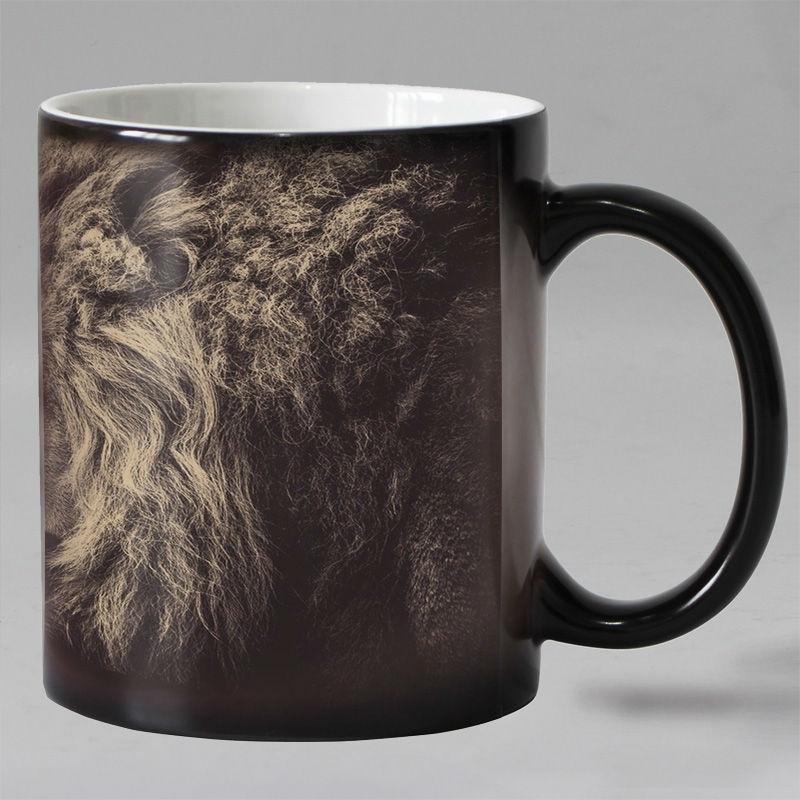 Funny Novelty Animal Lion Ceramic Color Changing Coffee Mugs, Magic Tea Cup Mug, Surprised Gift, 330ML
