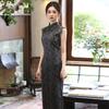Womens Modern Chinese-Inspired Sleeveless Long Cheongsam Dress 2026 Retro Style With Dot Print
