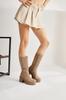 Women Modern Stylish Fashion Boots Faux Leather Suede Roseann Mink Suede Thick Soled Platform Long Boots