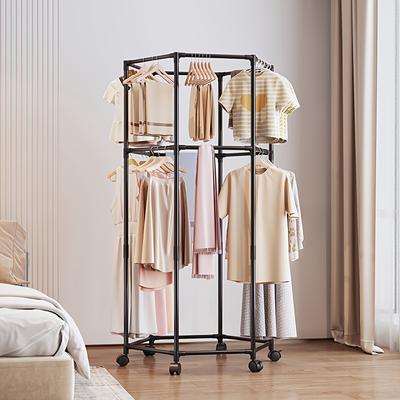 Coat Racks,Clothes Drying Rack with Wheels, Space-Saving Clothesline for Home,Sturdy Metal Construction,for Balcony, Living Room