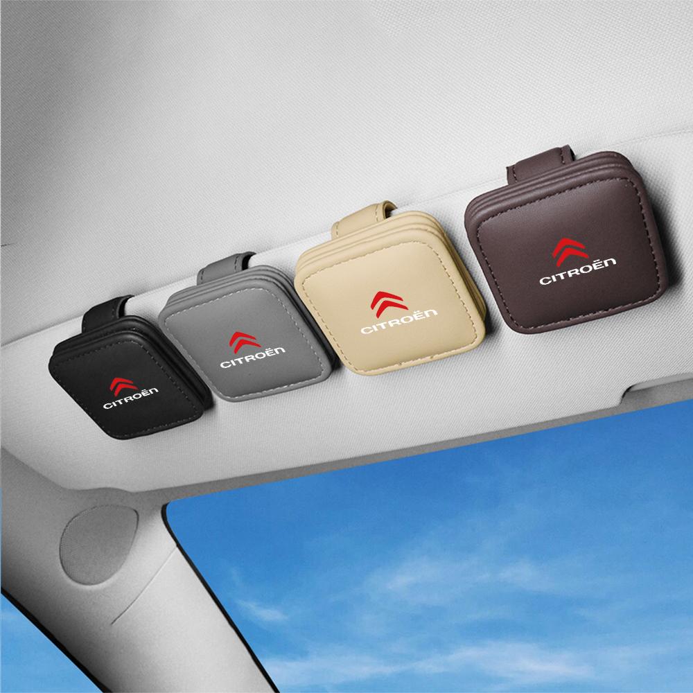 Univerzální klip na brýle z kůže do auta Klip na sluneční brýle na sluneční clonu Klip na uložení ID lístků Pro Citroen C1 C2 C3 VTS C-ELYSEE C4L DS Celysee
