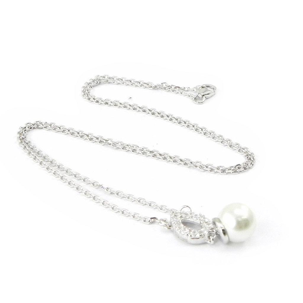 Les Trésors De Lily [I1146] - Collier Argent 'Catherine' Blanc argenté (rhodié) - 20x7 mm