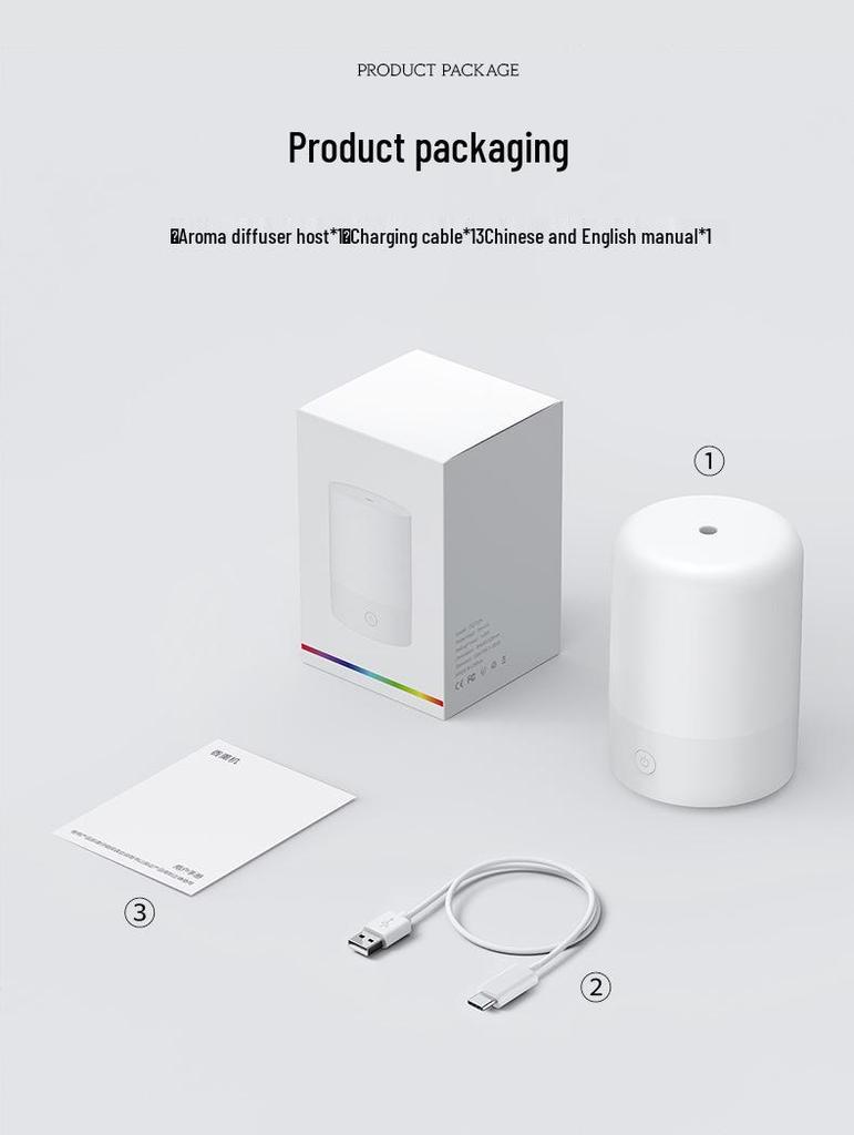 USB Aromatherapy Humidifier: Portable Seven-Color LED Light Hydration Device