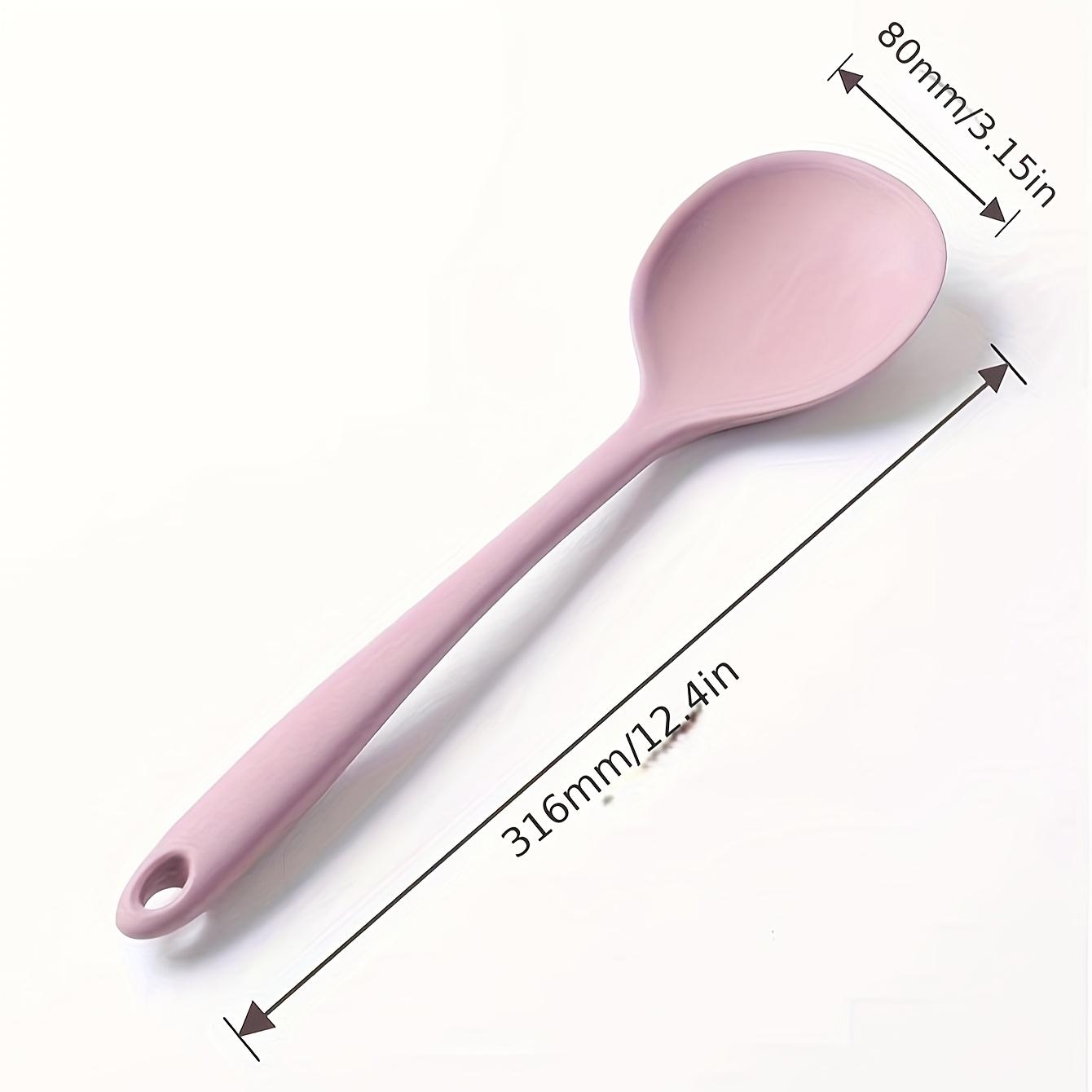 

1pc Silicone Spatula, Food Grade Non Stick Cookware Safe, High Heat Resistant, Durable Kitchen Cooking Stirring Spoons рожевий