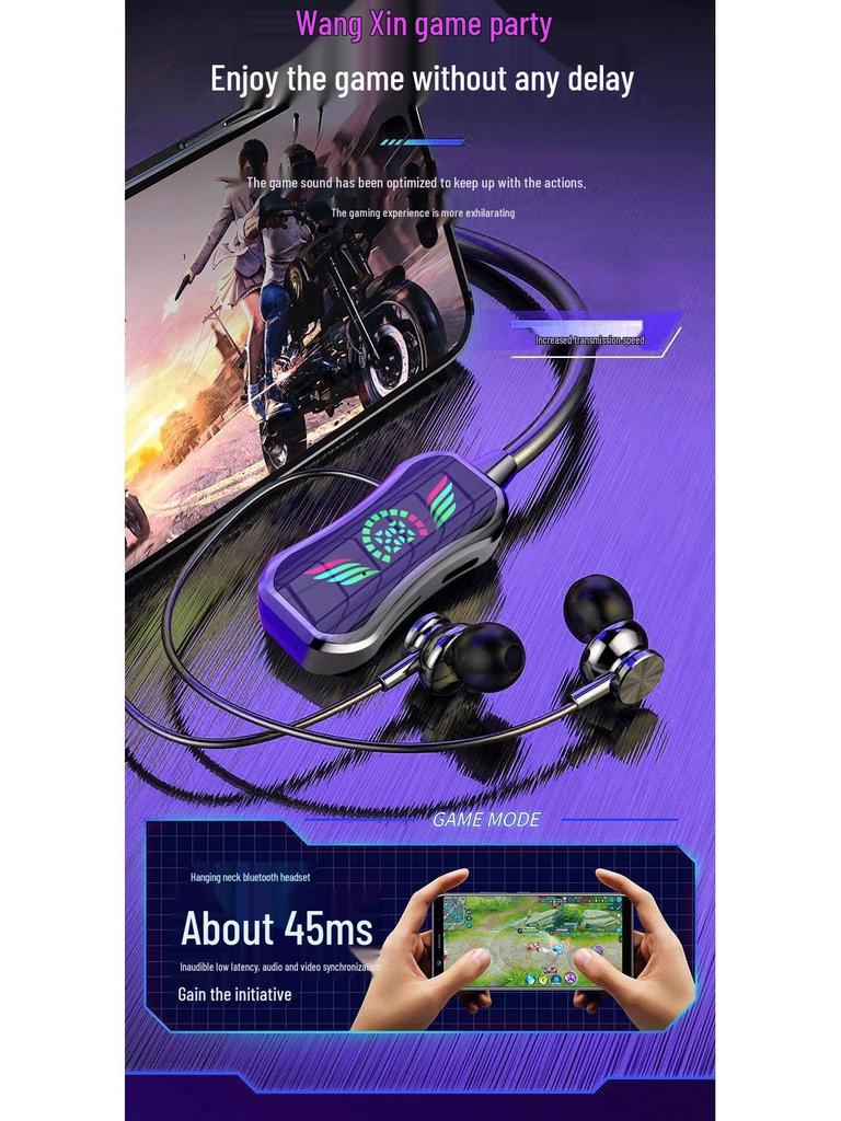 Ultra-Long Battery Life Bluetooth Neckband Headphones: High-Quality Sound, Dual-Mode, Universal for Live Streaming & Sports.