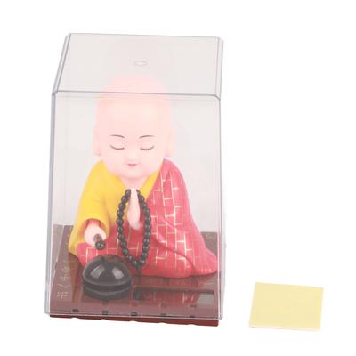 Buddhist Monk Doll Solar Powered Automatic Beating Durable Plastic Monk Figurine for Car Window