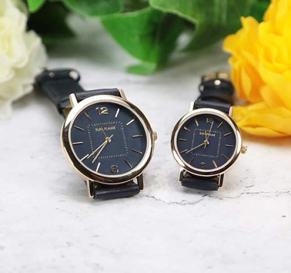 SUNFLAME Japanese-made Fashion Pair Watch, Women's Size, Navy, MJL-B04-NA