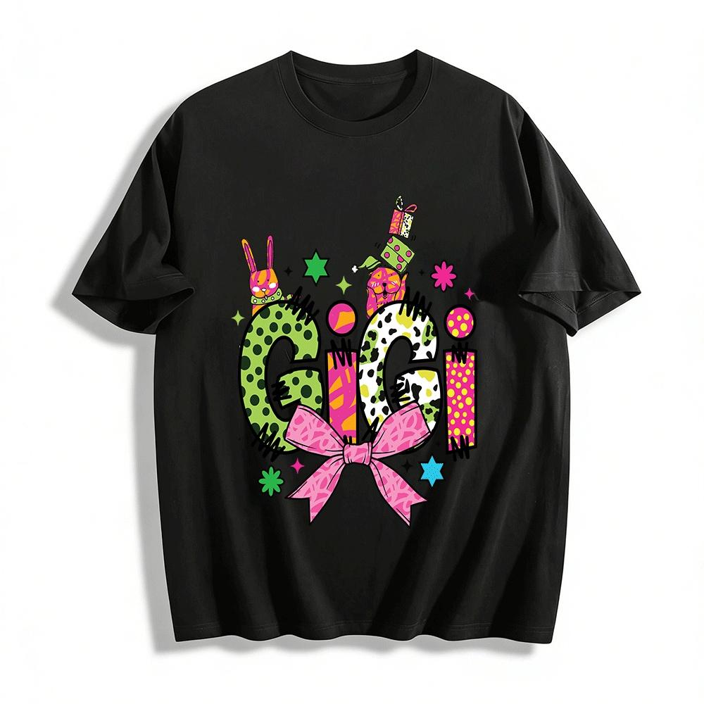 

Fun Gigi Letter Print Top Cute Animal Holiday Style Shirt For Family Pure cotton T-shirt XXS