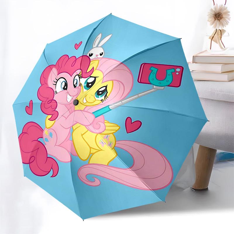 1pc My Little Pony Selfie Stick Umbrella, Auto Open Close, Portable Folding Design, 8-Rib Iron Frame, Outdoor Umbrella, Perfect Gift for Fans, Travele