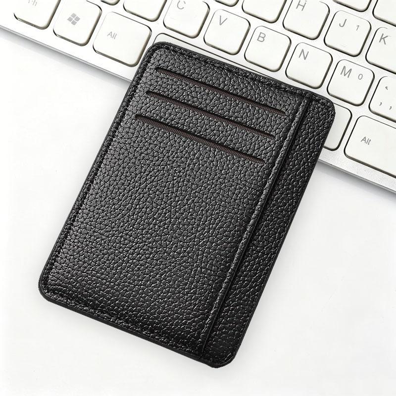 Minimalist Slim Card Holder Pu Leather Multi Card Slots Card Case Simple Solid Color Wallet For Men Women Office Daily Carry