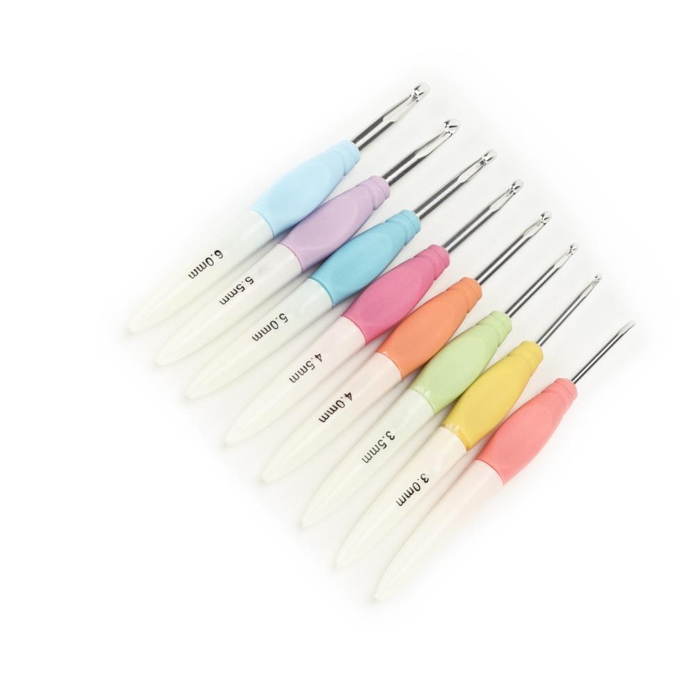 8Pcs Soft NonSlip Grip Knitting Needles Set Plastic Knitting Crochet Needles  Hair Styling