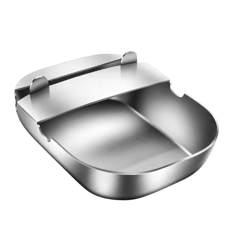 Kitchen Tool Stand with Sauce-Catching Tray, Vertical Support for Cooking Implements, Brushed 304 Steel Body, and Nonslip Base for Counter Use