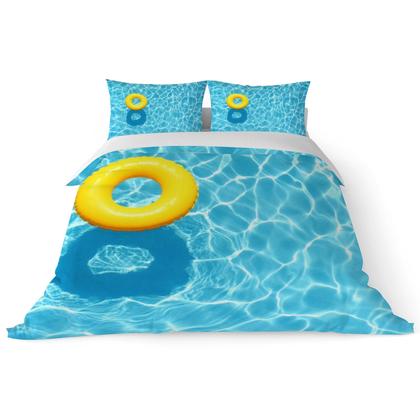 

Swimming Ring Duvet Cover Sets for Kids Queen Quilt Covers Lightweight Down Room Decor 2 Pillowcases 1 Duvet Cover No Comforter (135x200cm)