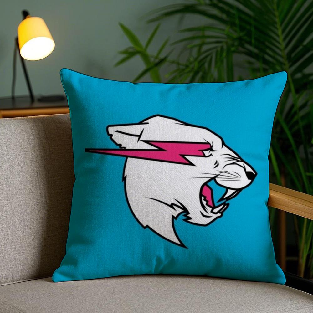 Funny Mr-B-Cute B-Beasts Cushion Cover Plush Fabric Soft Double-Sided Printed Invisible Zipper Sofa Pillow Case Home Decor
