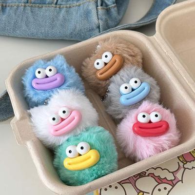 Chaveiro com pingente de celular, chaveiro de casal com bola de cabelo e boca de salsicha de desenho animado, mochila, decoração de bolsa de carro, presente de Natal