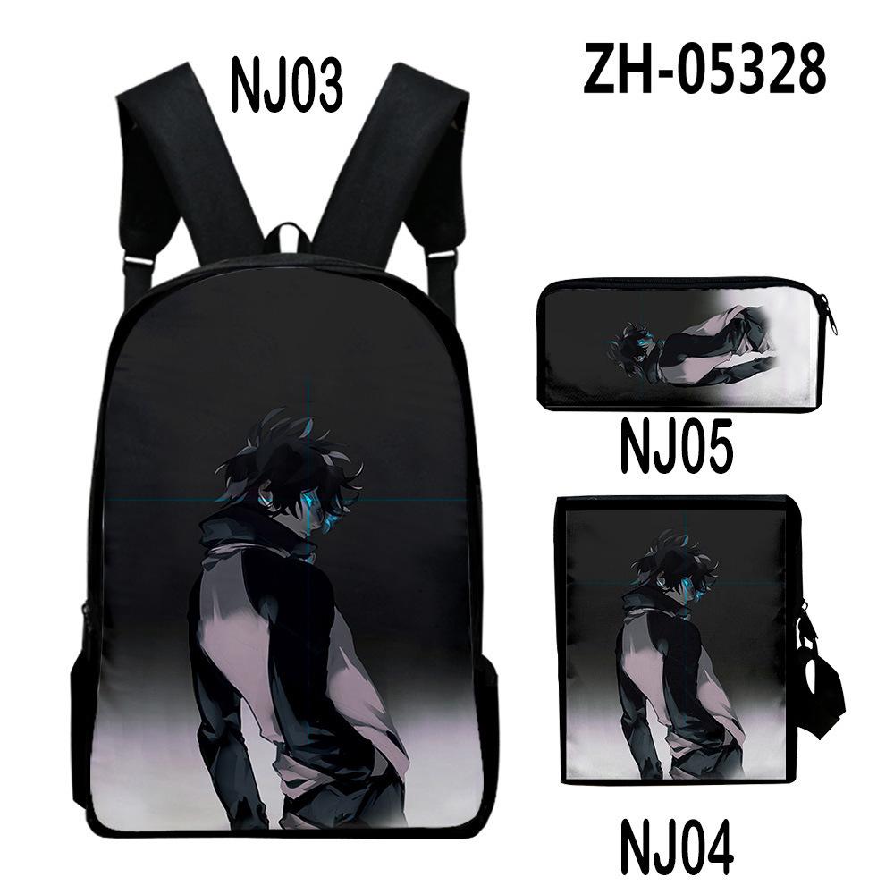 Popular Novelty Kekkai Sensen 3D Print 3pcs/Set Pupil School Bags Laptop Daypack Backpack Inclined Shoulder Bag Pencil Case