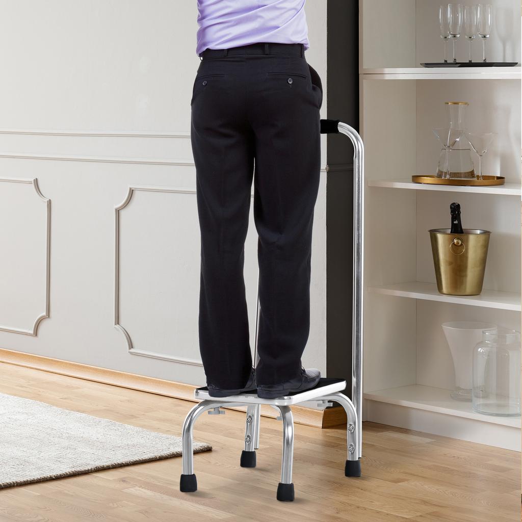 Stufe mit Haltegriff - Sichere Trittstufe - Badezimmer-Einstiegsstufe - Plattform & Rutschfeste Pads - Verzinkter Stahl