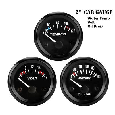 Voltmeter Universal 12V 2 "52mm Wasser Temperatur Meter 0-100PSI Öl Druck Gauge Automobil Fahrzeug Meter
