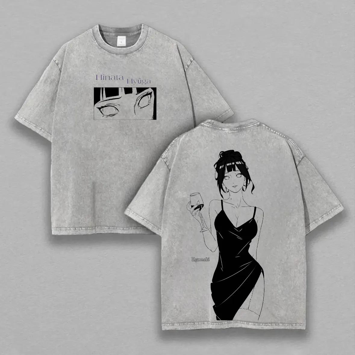 

Hinata Hyuga T Shirt Naruto Women Acid Wash Back Print Dress Anime Graphic Cotton Streetwear Byakugan Vintage Bootleg Tee M