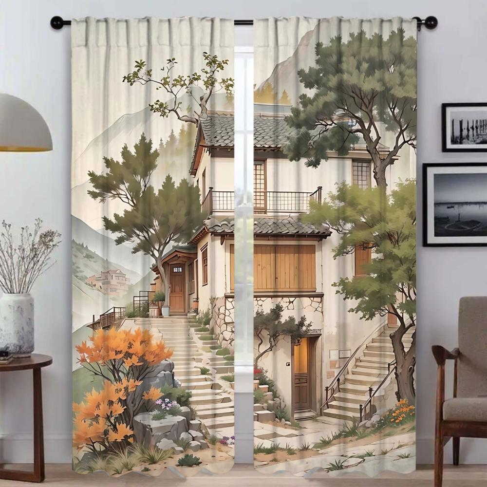 Cortinas Mosquiteiras 2 Peças The Autumn Days Shades Cortinas de Interior para Sala de Estar Tule para Quarto Cortina Blackout