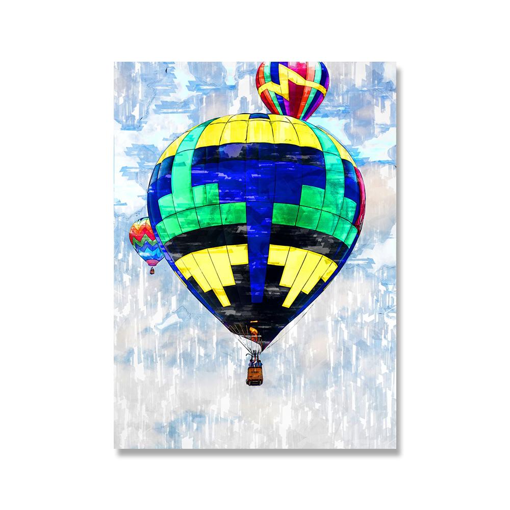 Abstract Colorful Hot Air Balloon Art Posters and Prints Canvas Paintings Wall Art Pictures for Living Room Decor (No Frame)