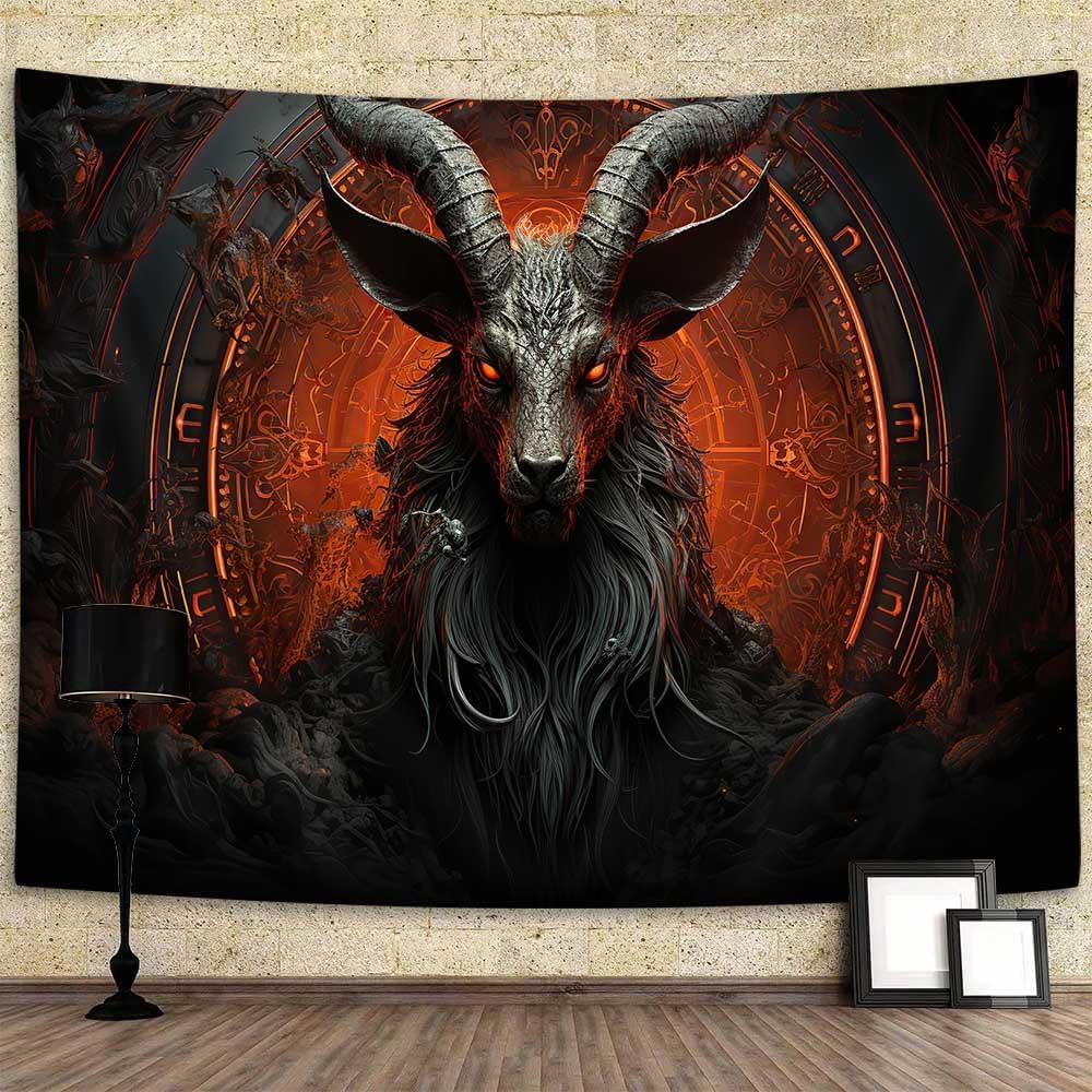 Ydidian tapestry of the goat demon head occultism 75x100 чёрный