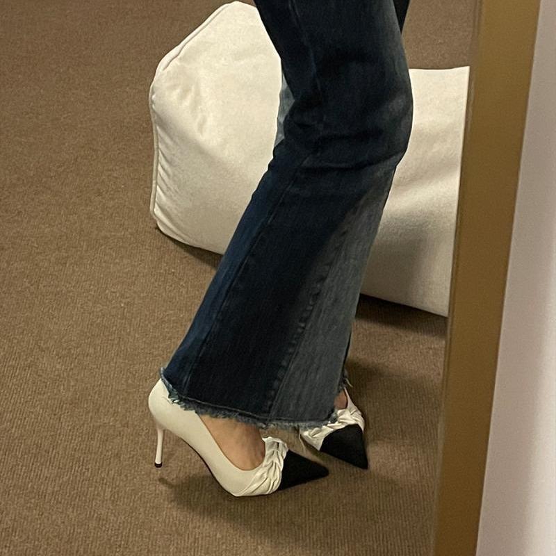 Xiaoxiangfeng High Heels Women's Stilettos 2025 Spring Retro Temperament Versatile Pointed French with Skirt Light Mouth Single Shoes