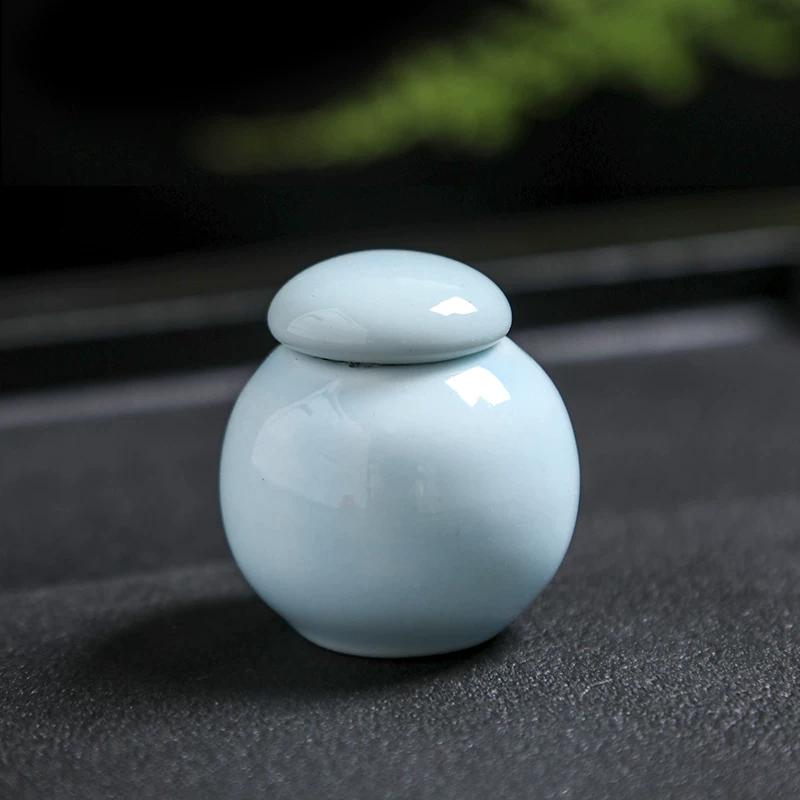 

1pc Mini Ceramic Powder Can Portable Tea Can for Travel Pill Jar Small Porcelain Bottle with Lid Medicine Ceramic Powder Jar синий