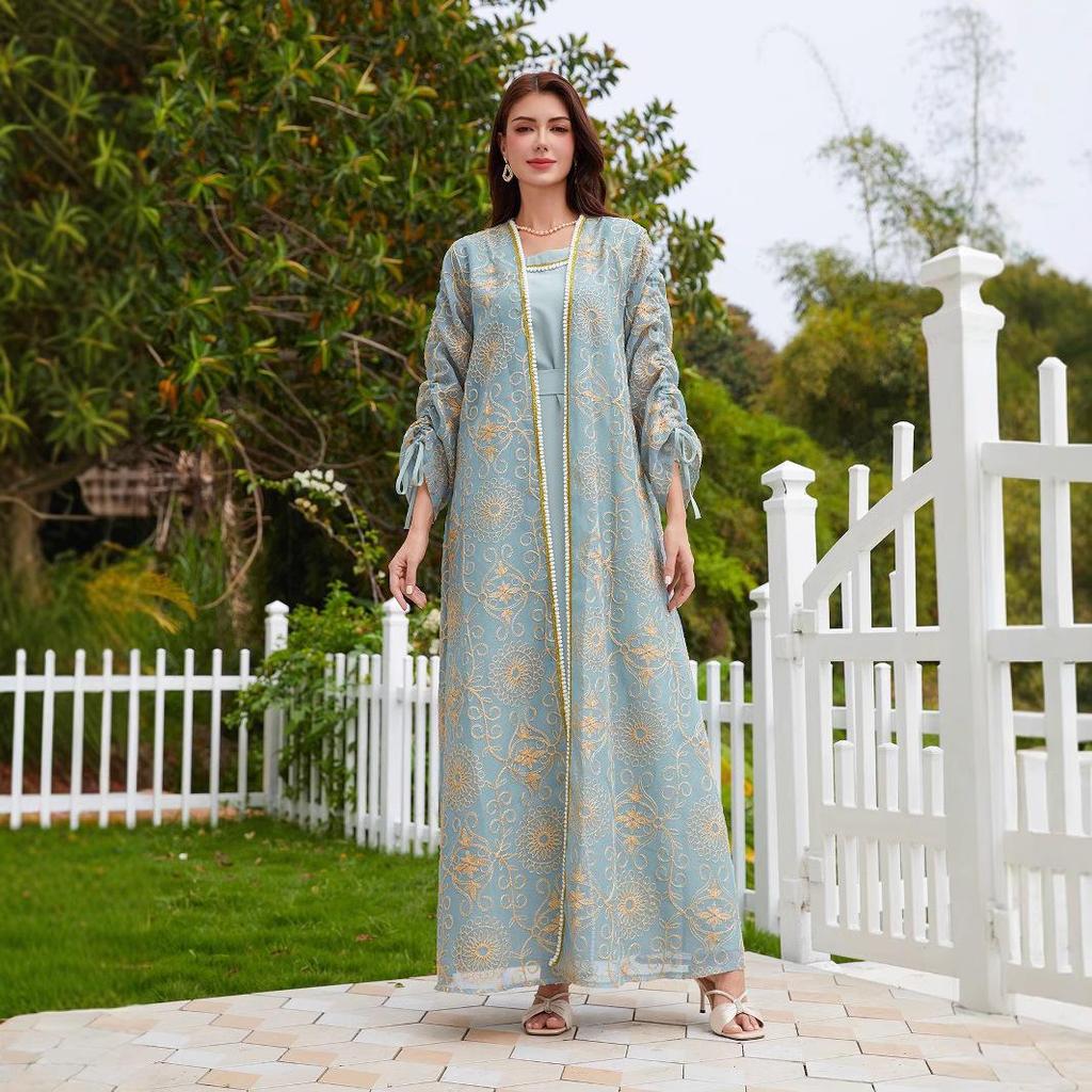 NC45 Women's Muslim Dress - Two-Piece Robe Set | Middle Eastern Style, Saudi Arabia & Dubai Inspired Jalabiya