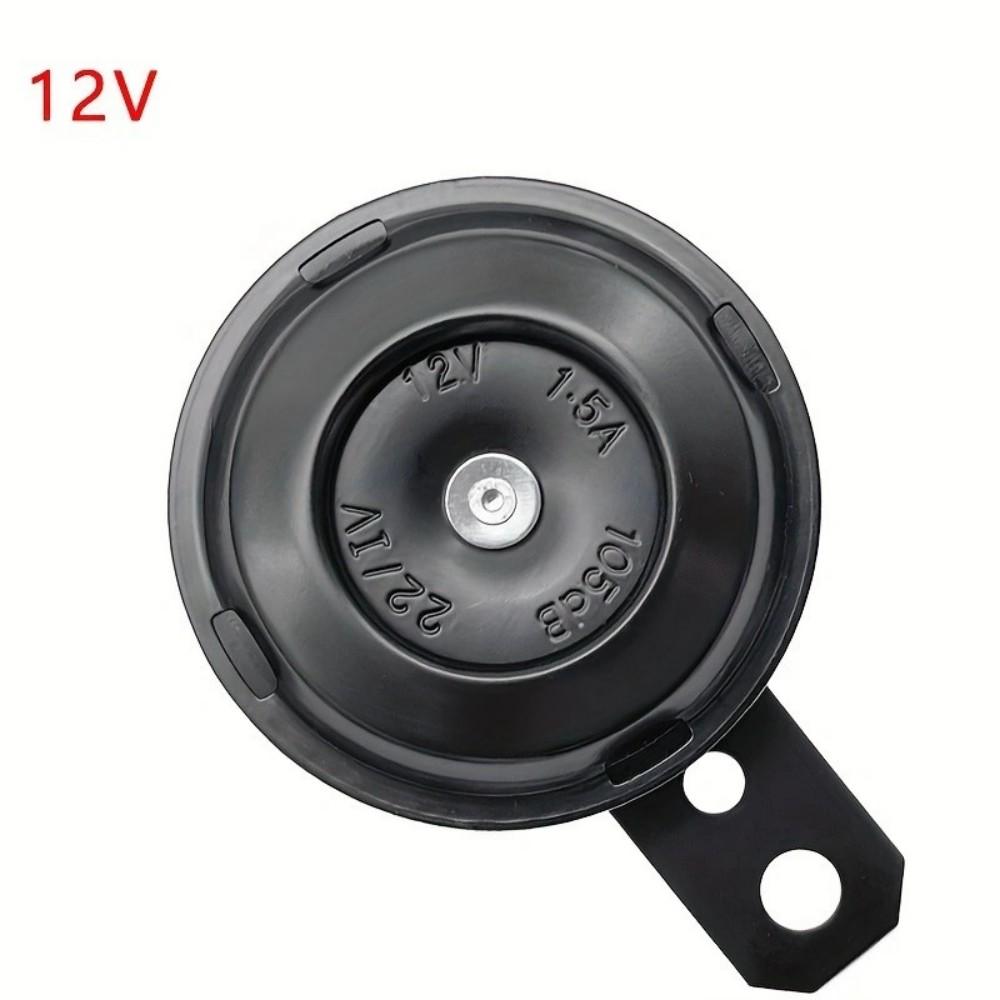 Universal Motorcycle Electric 12V 1.5A/48V 60V 72V 0.2A Round Black Basin Air Horn Motorbike Loud Disc Speaker 105Db,Pack Of 1