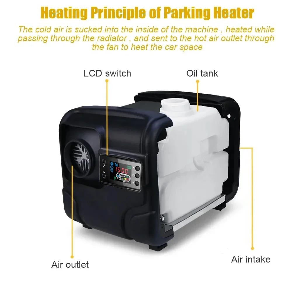 8KW 12V/24V/220V Parking Heater All-in-One Car Diesel Air Heater Single Hole Outlet Plastic Air Heater for Car Truck Boat RV
