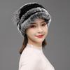 Fur Hat for Women Winter Rex Rabbit Fur Middle-aged and Elderly Ladies Mothers and Grandmothers Fashionable and Warm Knight Cap
