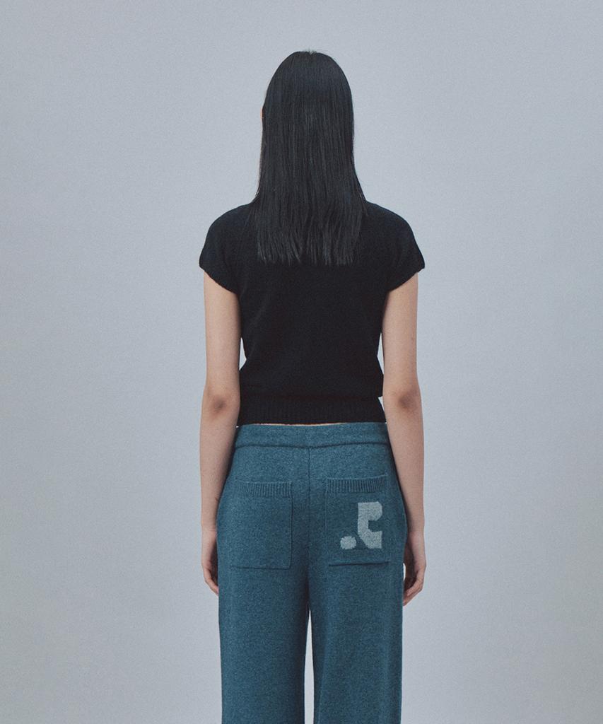 REST&RECREATION Raglan Half Sleeve Knit Top - Black