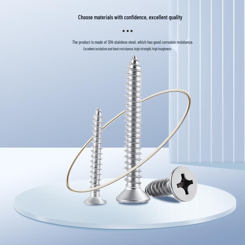

304 Stainless Steel Phillips Countersunk Self-Tapping Wood Screws for Bathroom Use 2.2x8 mm